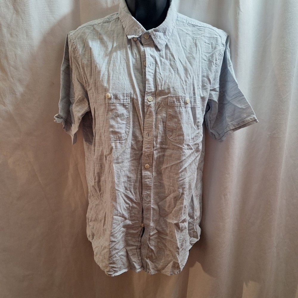 George pinstripe short sleeve button-down small shirt